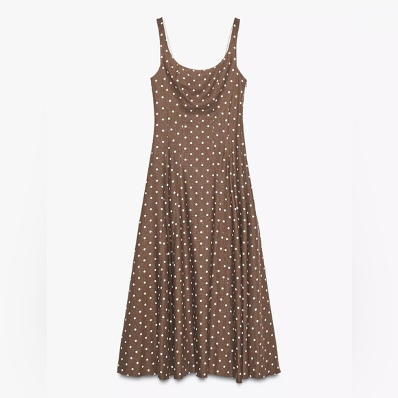 NWT Zara Polka Dot Midi Dress - Picture 8 of 16
